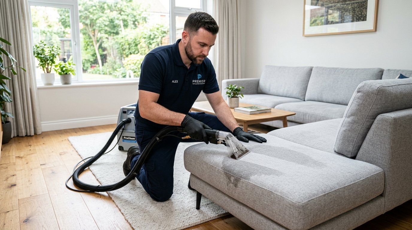 Maxigard Upholstery Cleaning Technician Cleaning Sofa
